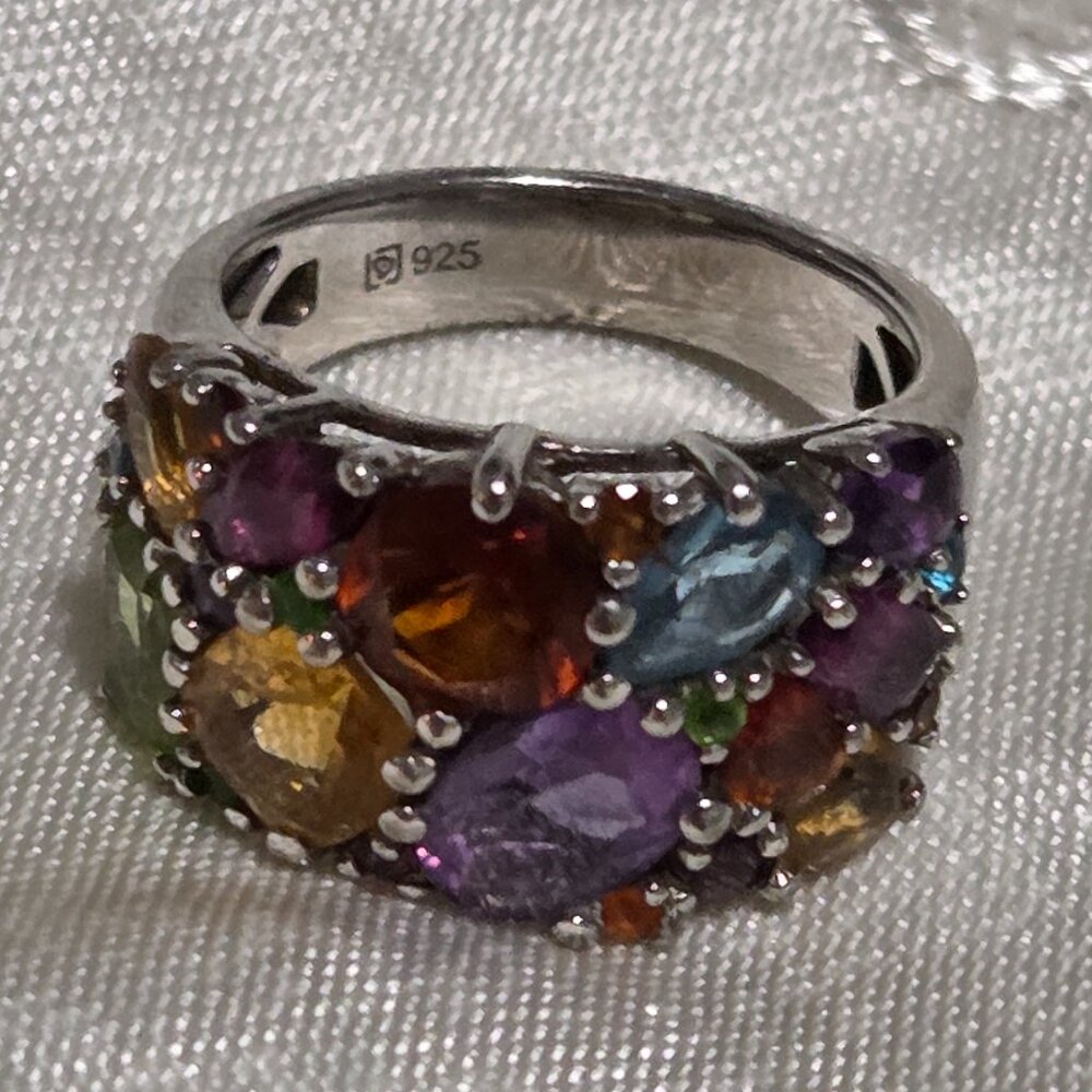 Multi Gem Silver Ring - image 1